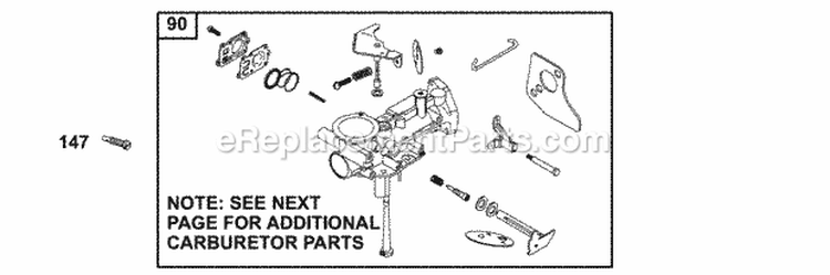 Carburetor Group Diagram and Parts List for 135202-0253-01  Briggs and Stratton Engine